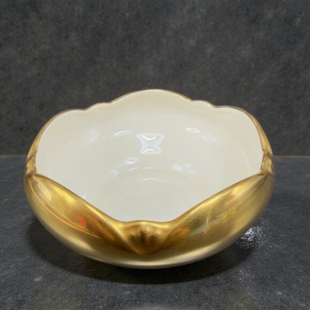 Vintage Pickard Fine China Porcelain Gold Ivory Dish Bowl Elegant Container USA
